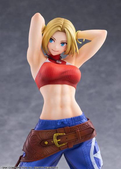 Blue Mary Limited Edition 1/7 scale figure wearing a red crop top, blue pants, brown belt, and white sneakers in a confident standing pose.