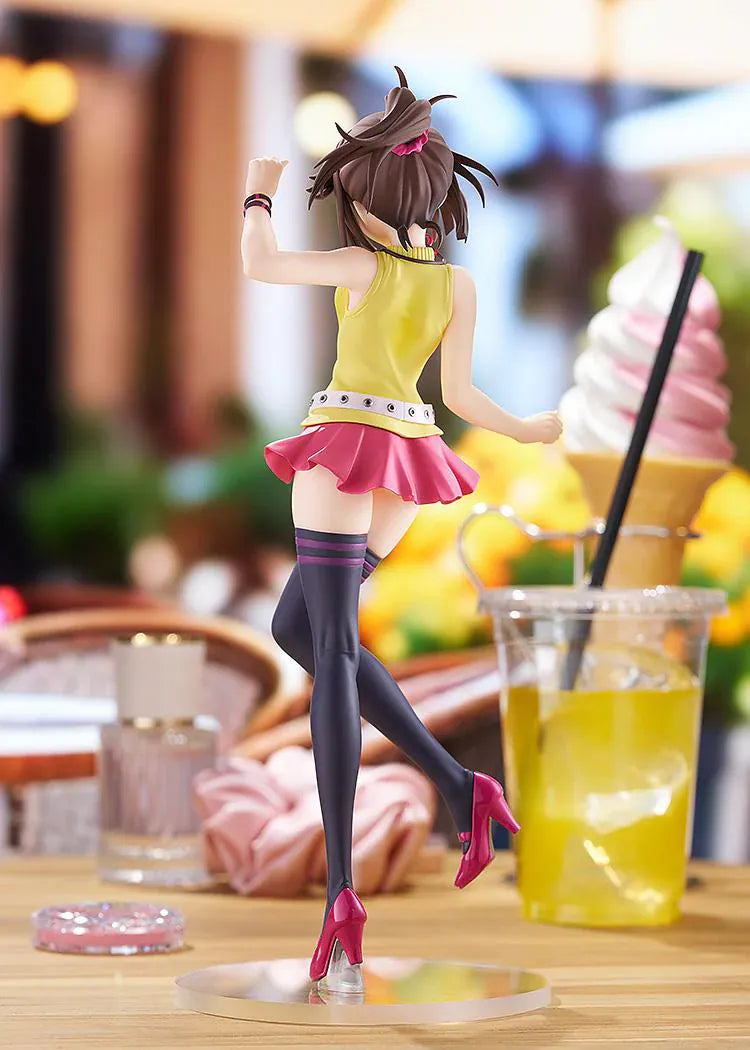 Yu-Gi-Oh The Dark Side of Dimensions POP UP PARADE Anzu Mazaki L Size Figure featuring Anzu in a yellow top, pink skirt, thigh-high socks, and a winking pose.