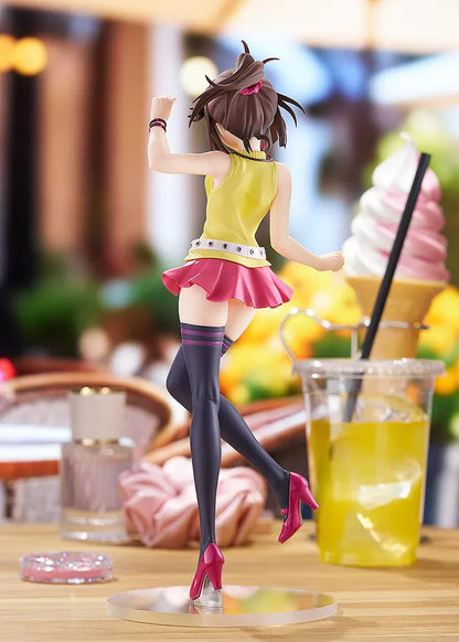 Yu-Gi-Oh The Dark Side of Dimensions POP UP PARADE Anzu Mazaki L Size Figure featuring Anzu in a yellow top, pink skirt, thigh-high socks, and a winking pose.