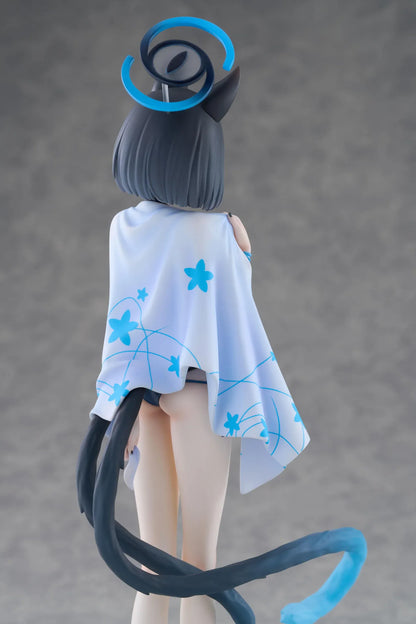 Blue Archive Kikyou Swimsuit 1/7 scale figure with a floral cover-up, pointed ears, blue halo, and twin tails on a circular base.