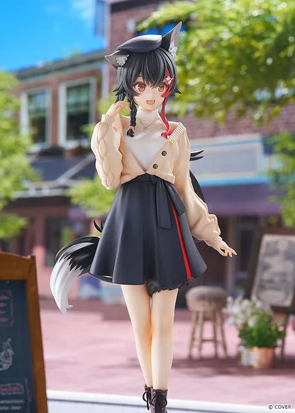hololive production G.S. Collection Ookami Mio Date Style Street Outfit Ver. 1/7 Scale Figure wearing a cardigan, pleated skirt, and boots