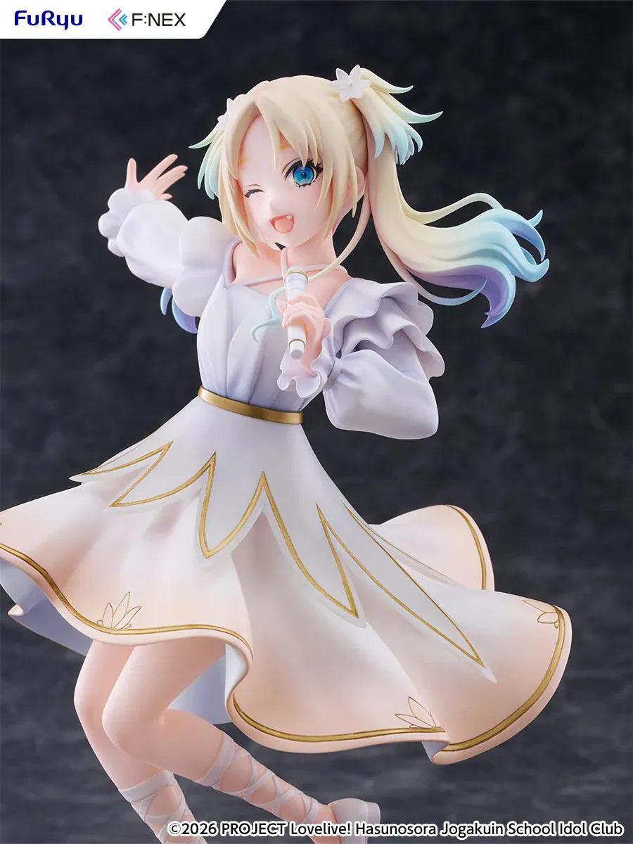 Love Live Hasunosora Girls' High School Idol Club Rurino Osawa 1/7 Scale Figure in white idol dress holding a microphone