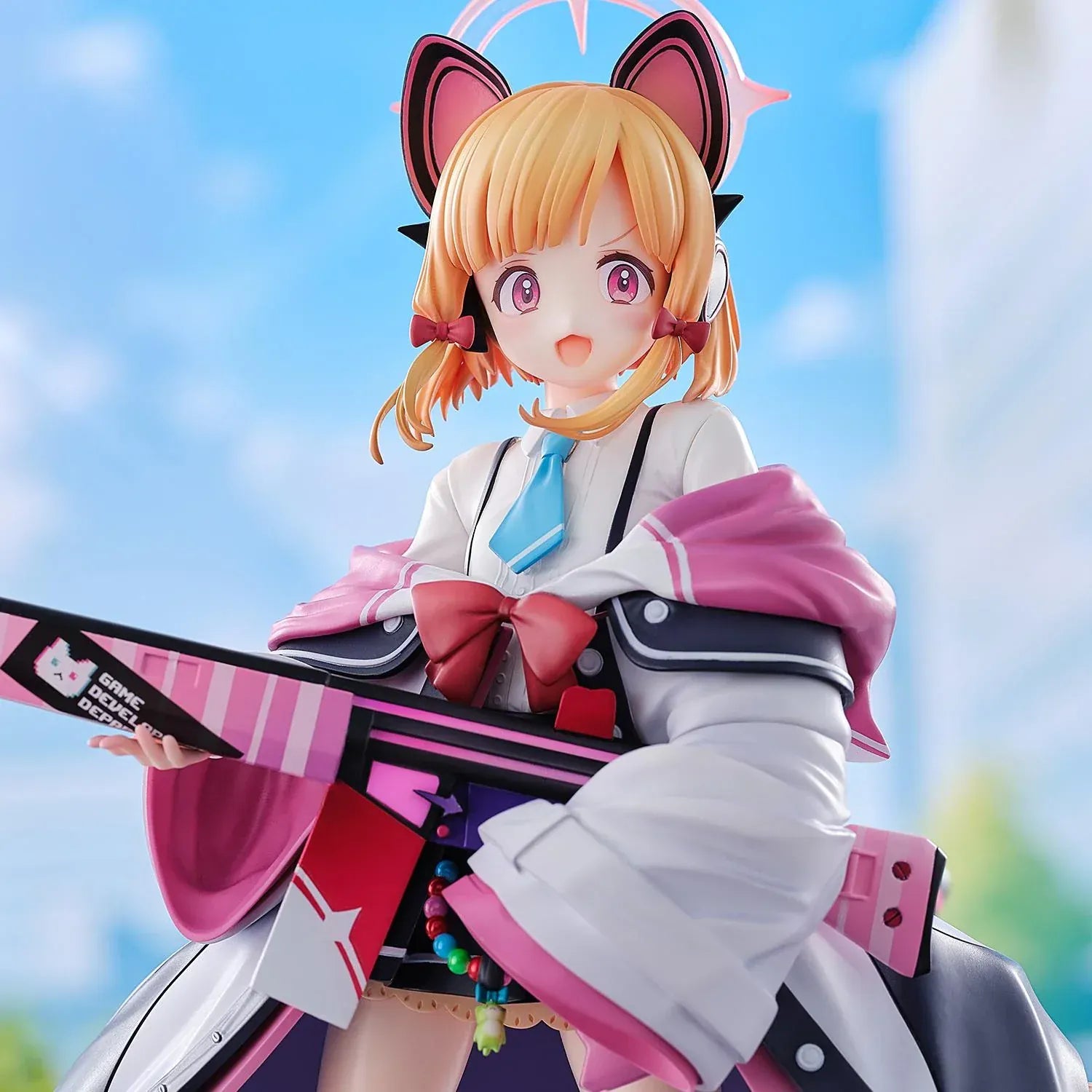 Blue Archive Momoi 1/6 scale figure holding pink rifle with cat-ear headset