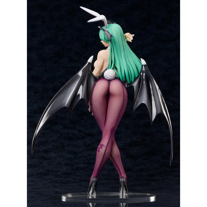 Darkstalkers B-Style Morrigan Bunny Ver. 1/4 scale figure with emerald-green hair, black bunny suit, bat wings, bunny ears, and fishnet stockings