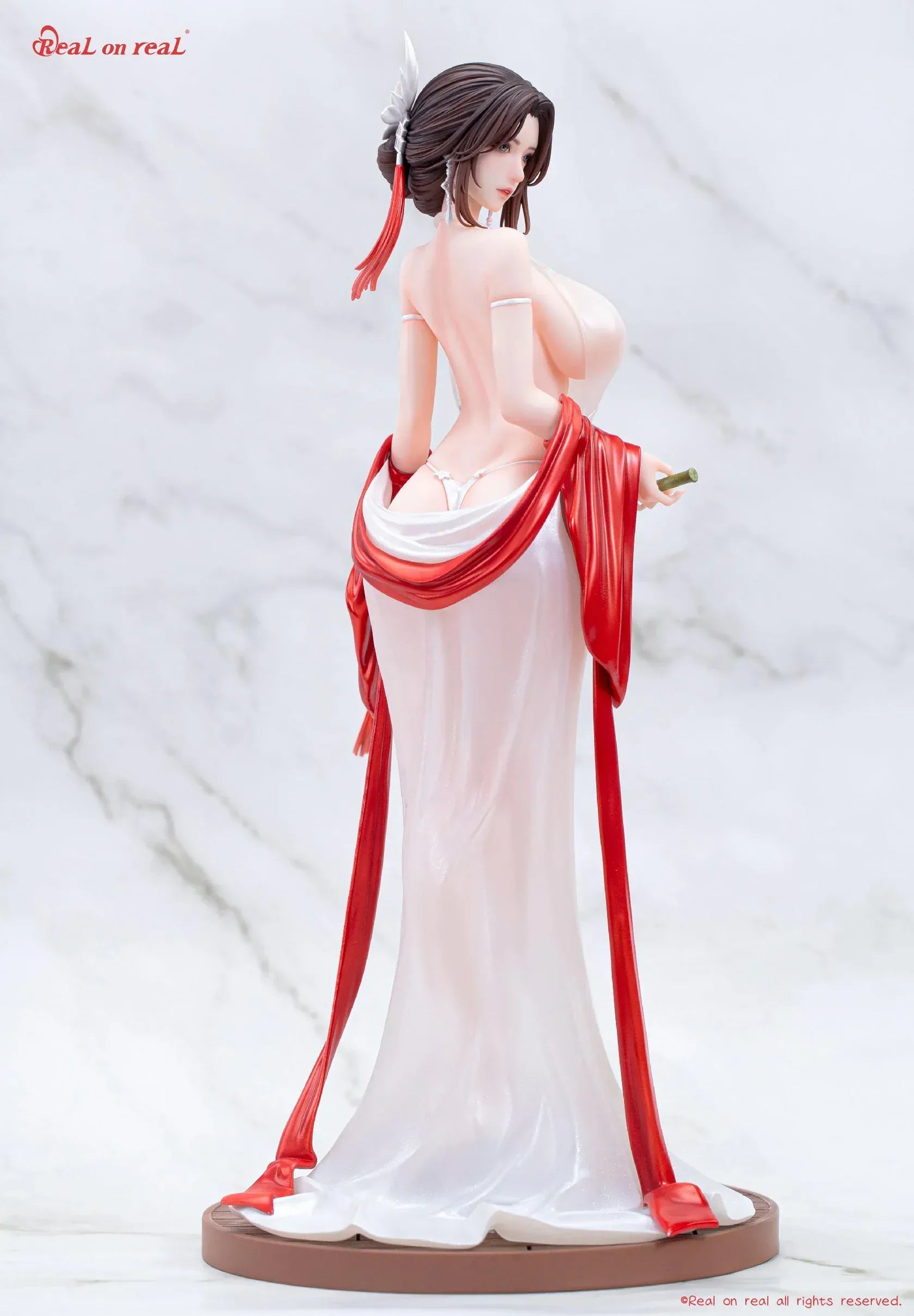Qing Yun 1/6 scale original illustration figure with flowing white dress and red ribbons