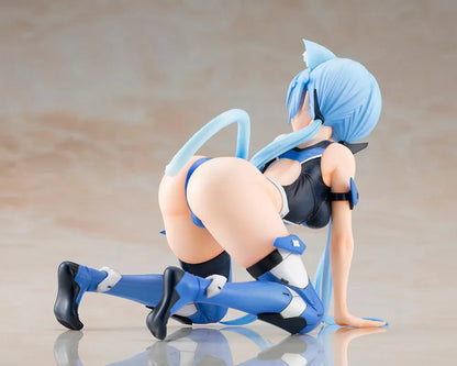 Frame Arms Girl Stylet Swimsuit Ver. Figure featuring Stylet with long light blue hair, cat ear details, blue-and-black swimsuit outfit, mechanical accessory parts, and display pose.