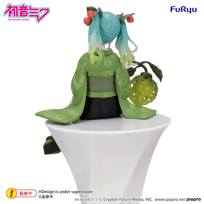 Vocaloid Hatsune Miku Flower Fairy Winter Cherry Green Color Ver Noodle Stopper Figure wearing a green floral-inspired outfit with red berry accents
