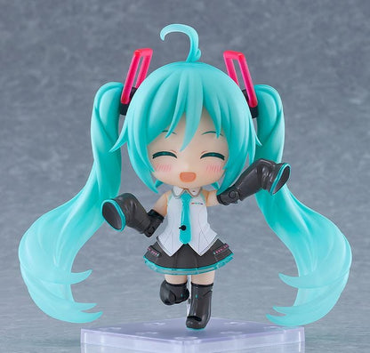 Hatsune Miku Nendoroid Hatsune Miku HMO Ver. Figure featuring Miku with teal twin tails, red glasses, colorful cable-style hair accessories, and music-inspired outfit details.