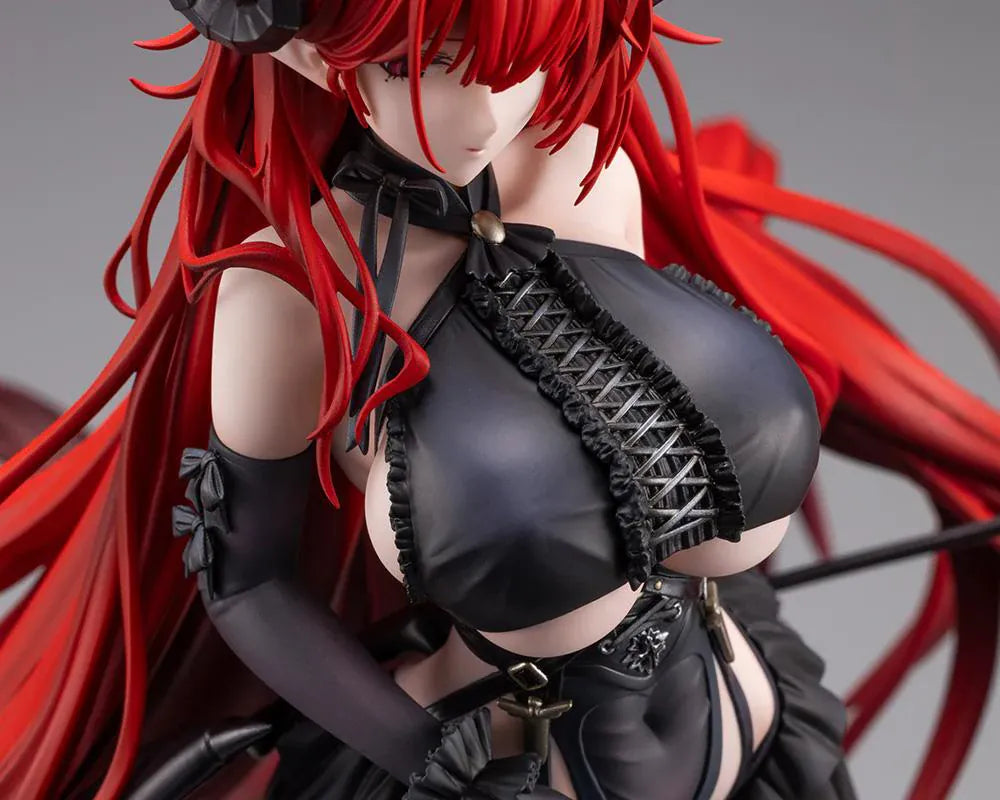 Azur Lane Hindenburg 1/7 Scale Figure with long red hair, dark outfit, horn-like accessories, armor-inspired details, and dramatic standing pose