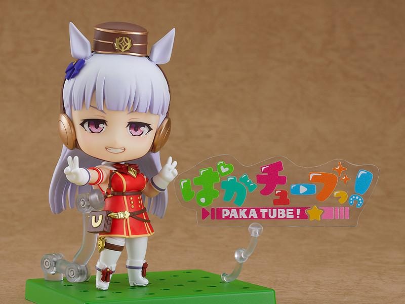 Umamusume Pretty Derby Nendoroid Gold Ship figure wearing her signature red and white outfit with horse ears, tail, and headgear