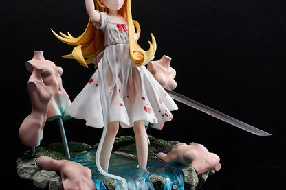 Shinobumonogatari G.S. Collection Shinobu Oshino 1/7 scale figure with oni mask, sword, white dress, and water effect base