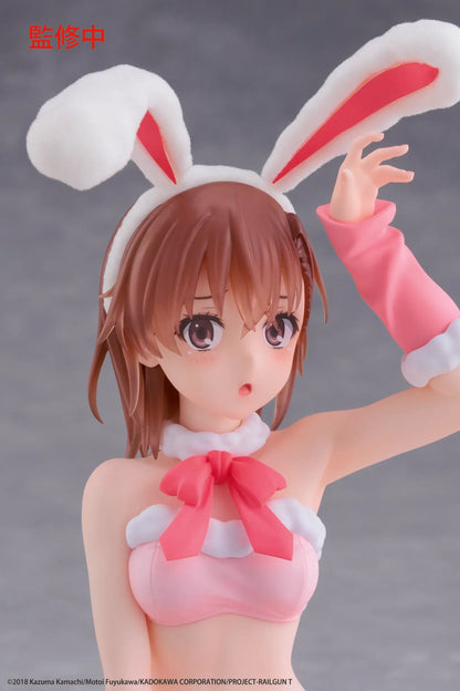 A Certain Scientific Railgun MOFLOCK Mikoto Misaka Fluffy Bunny Ver. Figure in a pink bunny outfit with fluffy bunny ears