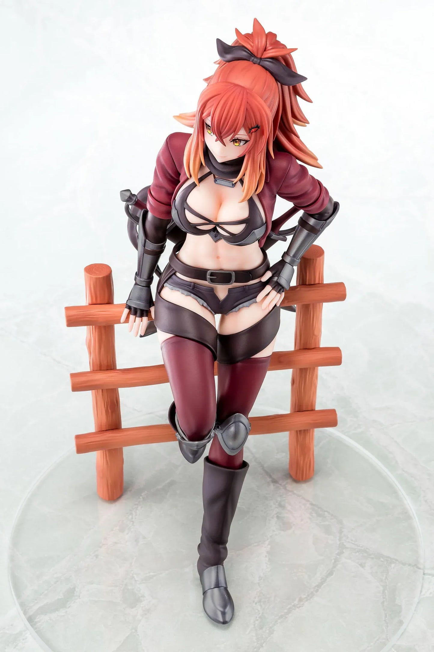 From Old Country Bumpkin to Master Swordsman Surena Lysandra 1/6 scale figure sitting on a wooden fence with detailed fantasy armor