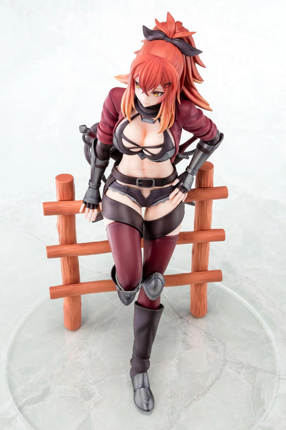 From Old Country Bumpkin to Master Swordsman Surena Lysandra 1/6 scale figure sitting on a wooden fence with detailed fantasy armor