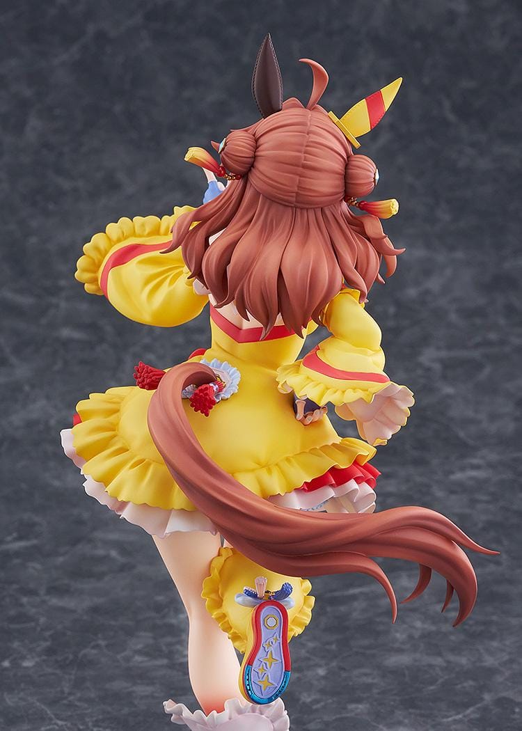 Umamusume Pretty Derby Copano Rickey Signature Racewear Ver. 1/7 Scale Figure featuring Copano Rickey in a yellow and red racewear outfit with horse ears, tail, and themed display base.