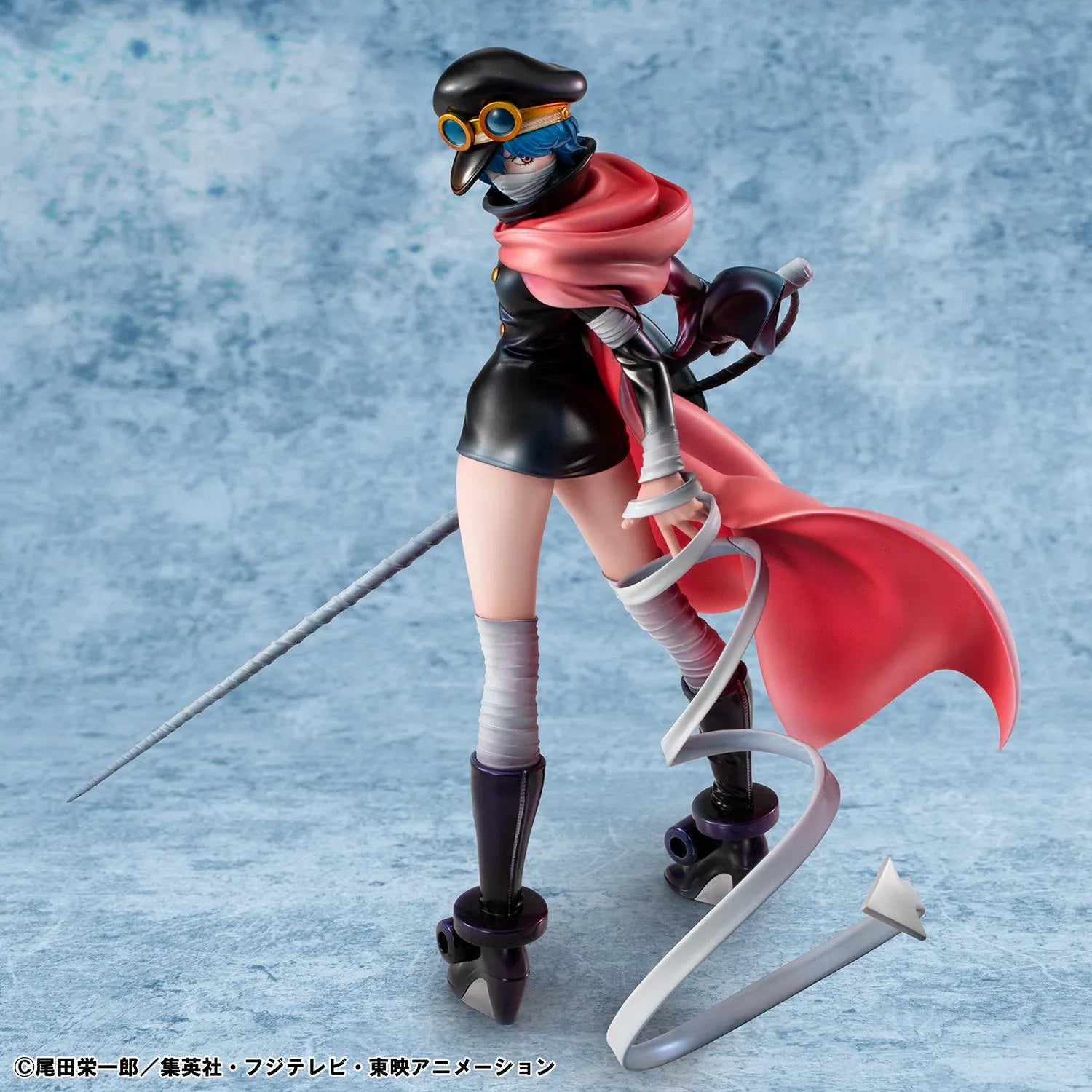One Piece Portrait Of Pirates Elevated Boost Saint Gunko Figure with black outfit, red cape, goggles, and weapon