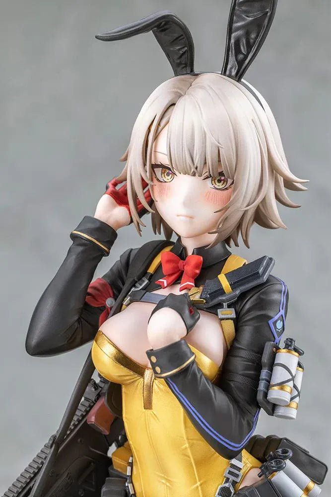 Girls' Frontline 2: Exilium Vector Molotov Bunny Ver. 1/7 scale figure wearing a metallic gold bunny outfit with tactical gear and weaponry.