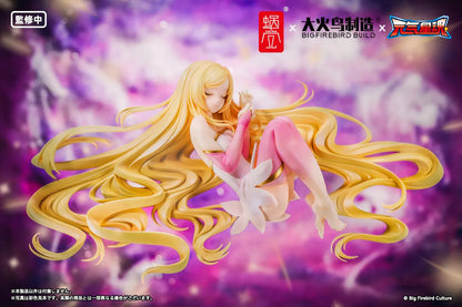 Star Guardian Soul of the Planet BeautyWorks Ling Xin 1/7 Scale Figure with long blonde hair, pink-and-white outfit, resting pose, and bonus item