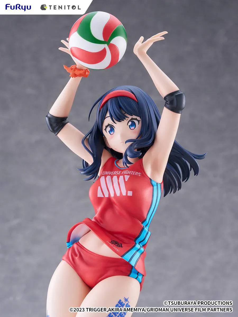 Gridman Universe Tenitol Tall Rikka Takarada Sportswear Ver. Figure in red volleyball sportswear holding a volleyball