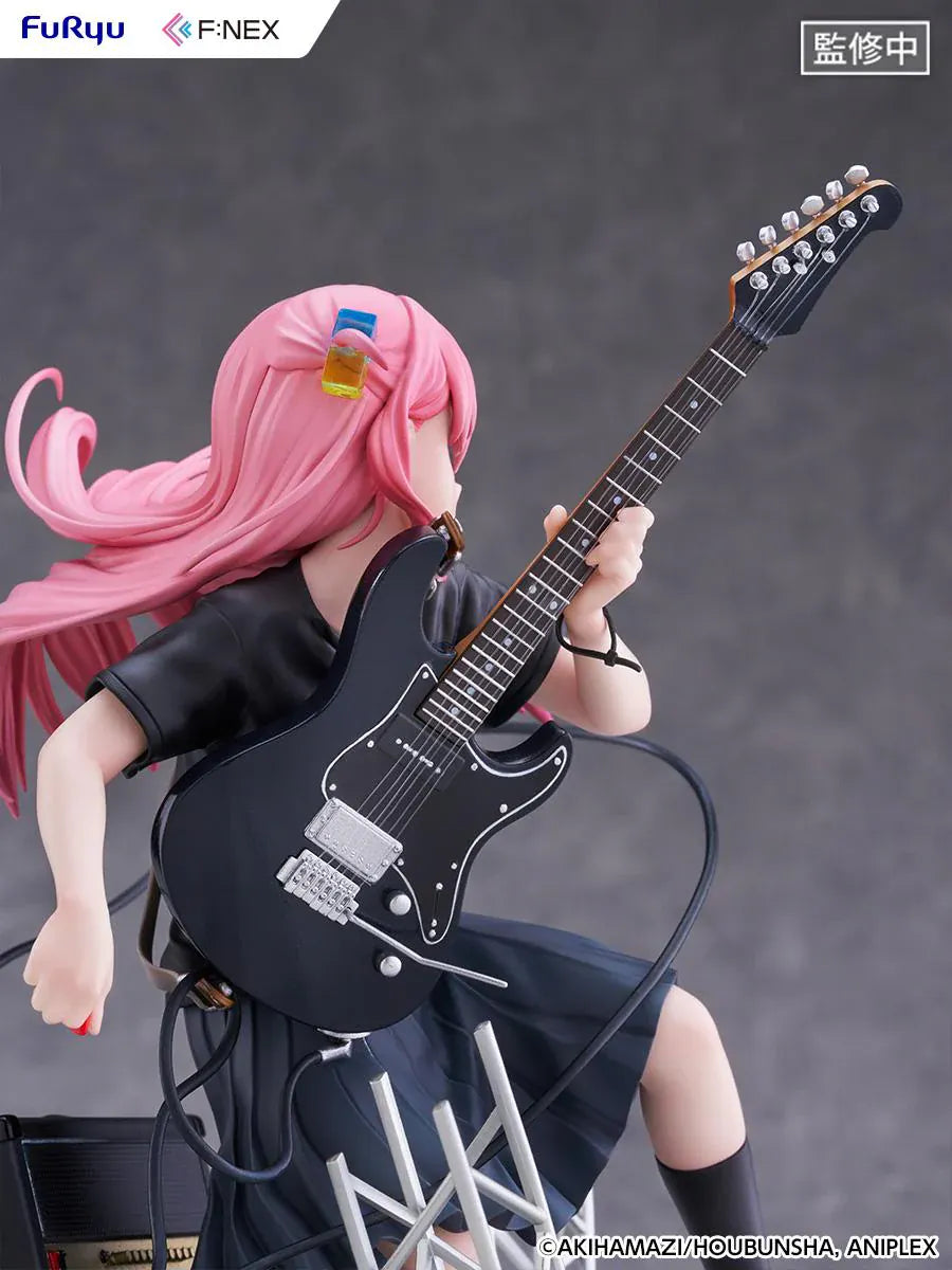 Bocchi the Rock F:Nex Hitori Gotoh Live Ver. 1/7 Scale Figure with pink hair, guitar, stage speakers, amplifier, and concert display base
