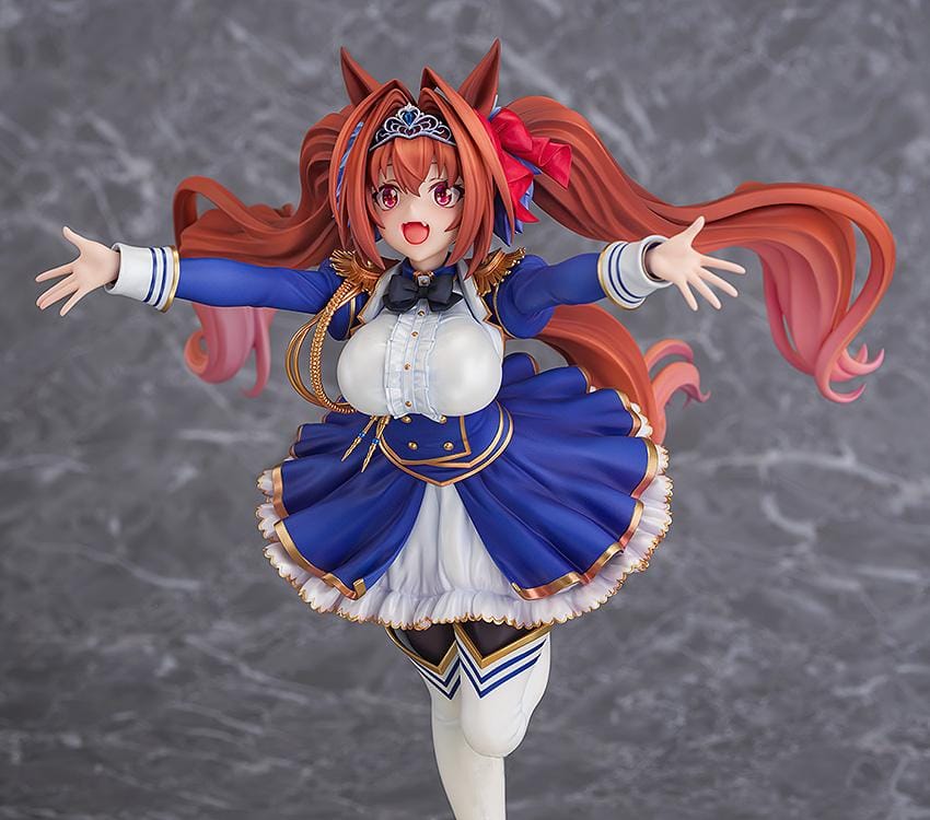 Umamusume Pretty Derby Your Scarlet Tailwind Daiwa Scarlet 1/7 Scale Figure with red twin-tails, horse ears, blue-and-white outfit, and dynamic pose