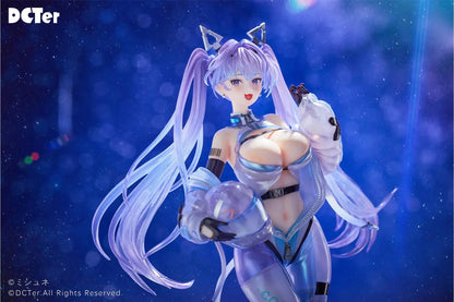 Star Sky Aila 1/7 scale figure featuring lavender twin tails, a futuristic blue bodysuit, helmet accessory, and custom sci-fi display base