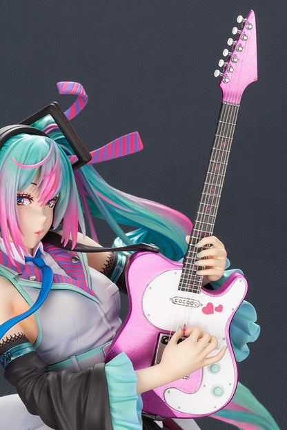 Vocaloid Bishoujo ReMIX Hatsune Miku 1/7 Scale Figure Rerun featuring Miku with teal and pink twin tails, headphones, electric guitar, black boots, and stage-inspired outfit.