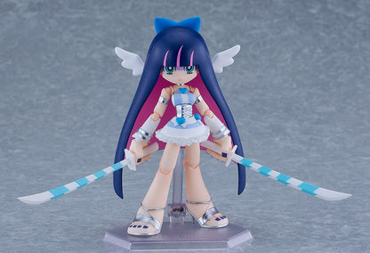 New PANTY & STOCKING with GARTERBELT figma Stocking Angel ver Figure with blue and pink hair, white angel outfit, halo, and wings