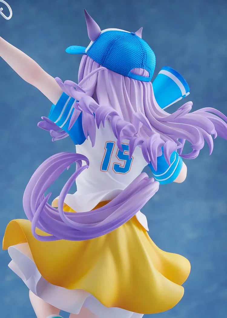 Umamusume Pretty Derby Mejiro McQueen Bring 'Em Home, Please! Ver. 1/7 scale figure featuring Mejiro McQueen in a cheerful team outfit holding megaphones in a dynamic jumping pose