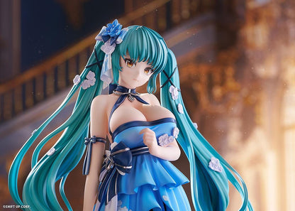 Goddess of Victory Nikke Privaty Banquet Princess 1/7 scale figure wearing flowing blue evening dress with long teal twin-tails.