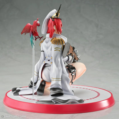 Goddess of Victory: Nikke Mast 1/7 scale figure kneeling on red-and-white base in white naval uniform with rifle and red parrot