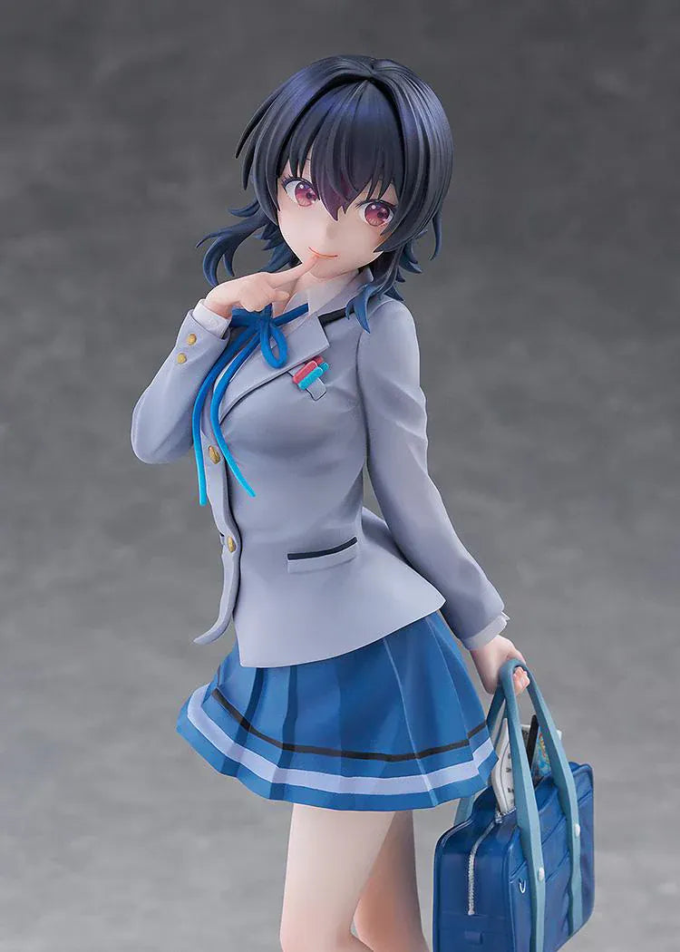 I Made Friends with the Second Prettiest Girl in My Class Umi Asanagi 1/7 Scale Figure featuring Umi in a school uniform with short dark hair, blue skirt, knee-high socks, and school bag.
