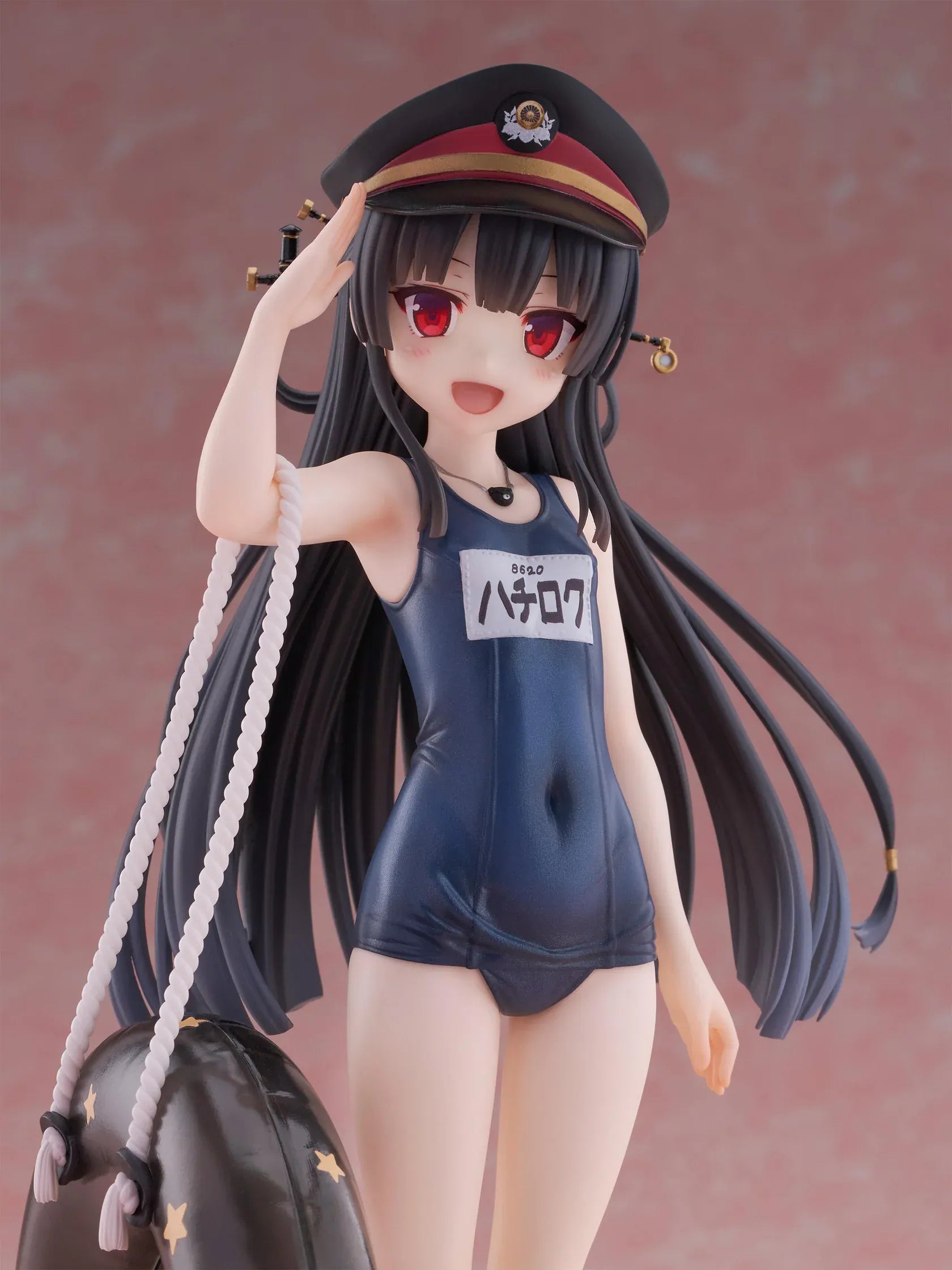 Maitetsu Last Run Hachiroku School Swimsuit Ver. 1/6 Scale Figure with conductor cap, salute pose, inner tube accessory, and display base