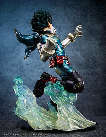 My Hero Academia Izuku Midoriya (Metallic Ver.) 1/4 Scale Figure in dynamic pose with glowing green Full Cowling energy effects