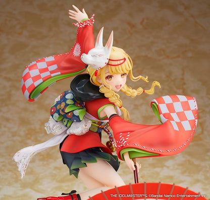 Gakuen iDOLM@STER Kotone Fujita Kamurogiku Ver. 1/7 scale figure wearing a red traditional outfit with a fox mask and wagasa umbrella.