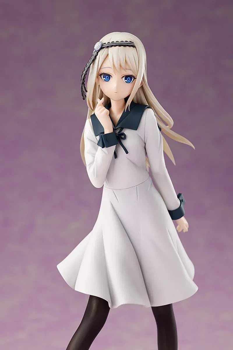 Kaguya-sama Love is War The First Kiss That Never Ends Kei Shirogane 1/7 scale figure wearing a flowing white dress with a translucent blue heart display base
