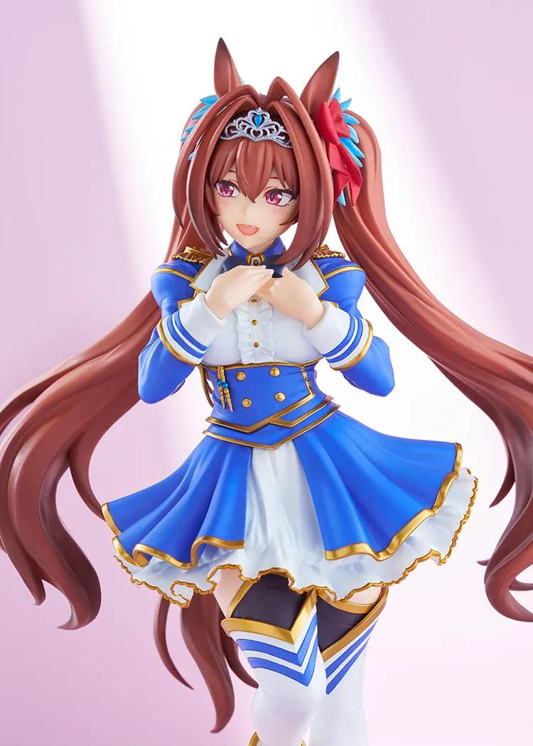 Umamusume Pretty Derby POP UP PARADE Daiwa Scarlet L Size Figure in blue and white racing outfit