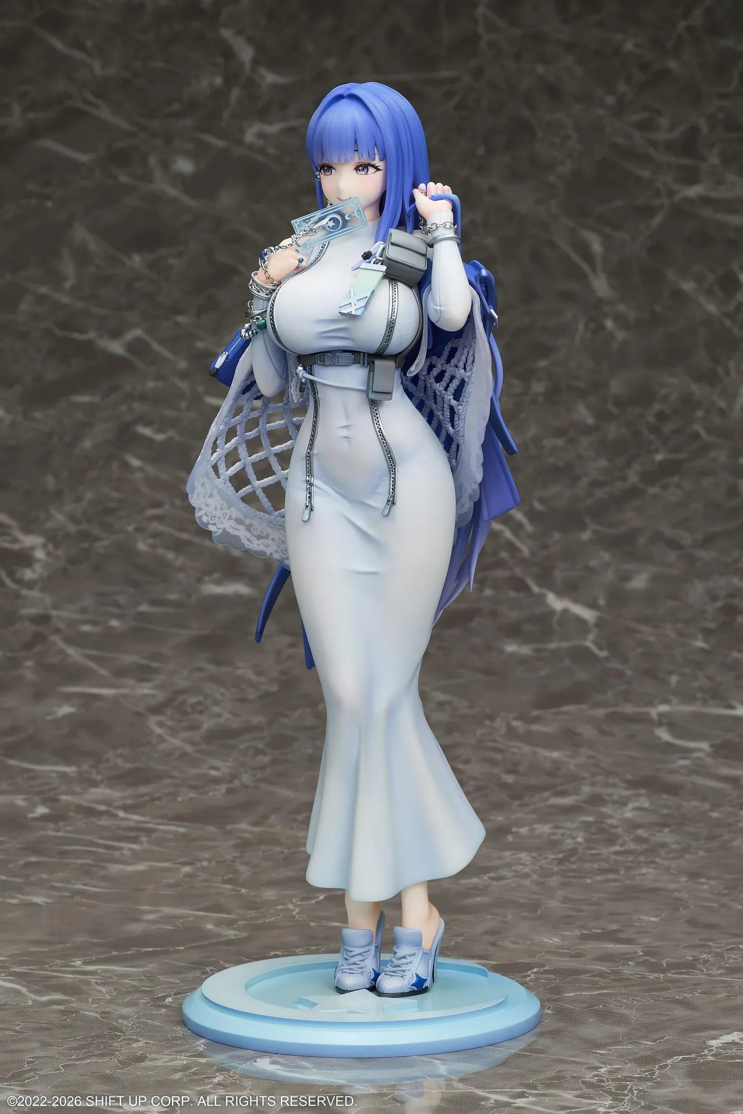 GODDESS OF VICTORY NIKKE Arcana 1/7 Scale Figure with blue hair, light-blue dress, accessories, and display base