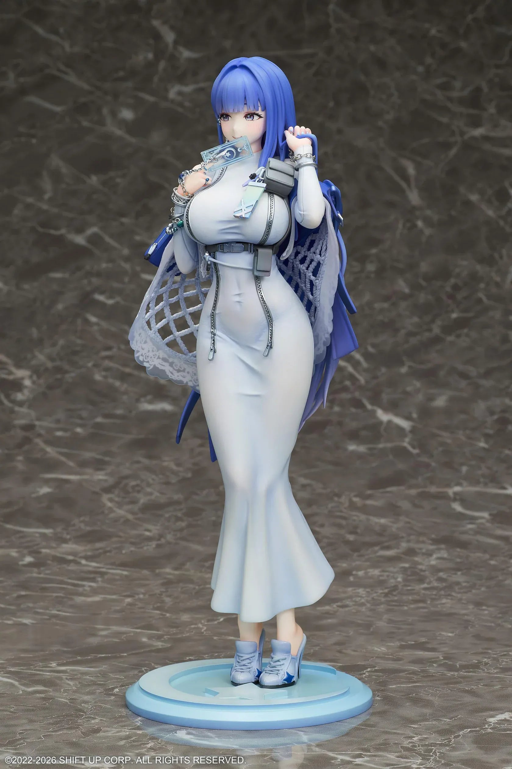 GODDESS OF VICTORY NIKKE Arcana 1/7 Scale Figure with blue hair, light-blue dress, accessories, and display base