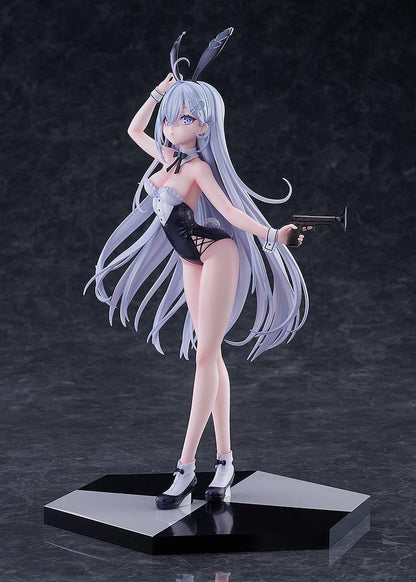 Playing Death Games to Put Food on the Table Yuki 1/7 scale figure with long silver hair and bunny-style outfit on display base