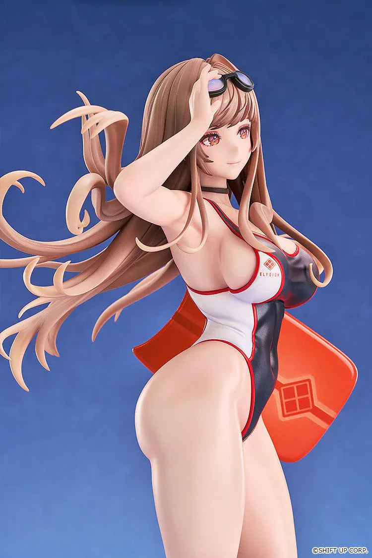 GODDESS OF VICTORY NIKKE Rapi Classic Vacation 1/7 Scale Figure Rerelease in black-and-white swimsuit with sunglasses, float accessory, and beach base