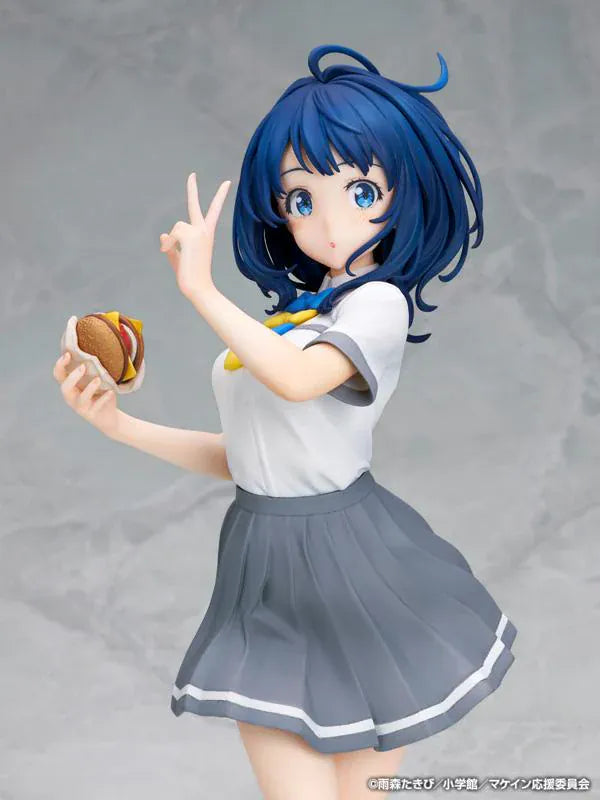 Too Many Losing Heroines Anna Yanami 1/7 Scale Figure featuring Anna with short blue hair, school uniform, snack accessory, and playful peace-sign pose.