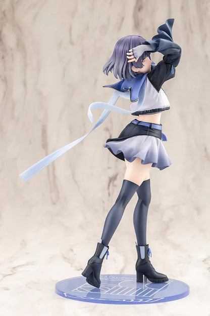 The Idolmaster Gakuen Misuzu Hataya Moon Turtle 1/7 Scale Figure with purple hair, blue-and-black outfit, flowing ribbon, and display base
