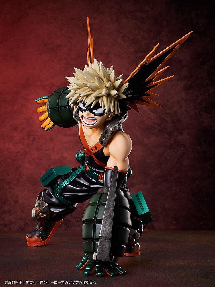 My Hero Academia Katsuki Bakugo (Metallic Ver.) 1/4 Scale Figure featuring Bakugo in an action pose with metallic armor, grenade gauntlets, and dynamic expression.