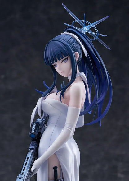 Blue Archive Saori Dress 1/7 scale figure featuring Saori in a flowing white evening gown holding her signature rifle