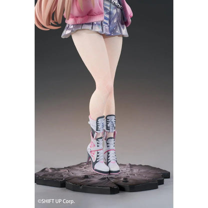 Viper Standard Edition 1/7 scale figure from Goddess of Victory Nikke wearing a pink jacket, short skirt, patterned stockings, and heeled boots.