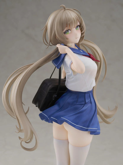 Sakura Momoko Uniform Ver. 1/6 scale figure with long light brown hair, green eyes, a blue-and-white sailor uniform, and a black school bag.