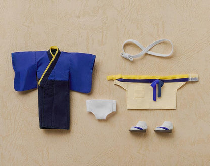 Lycoris Recoil Nendoroid Doll Takina Inoue in Cafe LycoReco uniform with blue kimono-style top and apron standing pose.