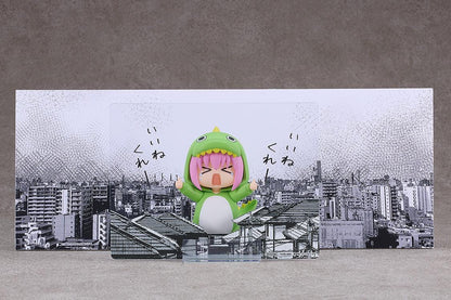 Hitori Gotoh Attention-Seeking Monster Ver. Nendoroid wearing a green monster outfit with yellow spikes, pink hair, and a tearful expression.