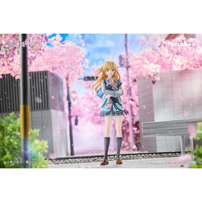 Your Lie in April Kaori Miyazono 1/6 scale figure with bonus featuring Kaori in her school uniform holding a black cat with a cherry blossom backdrop